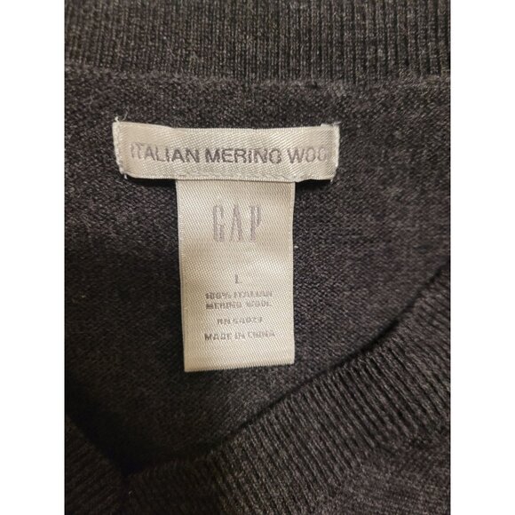 Mens Gap Italian Merino Wool V-Neck Sleeveless Sweater Vest Charcoal Gray L - Picture 3 of 4